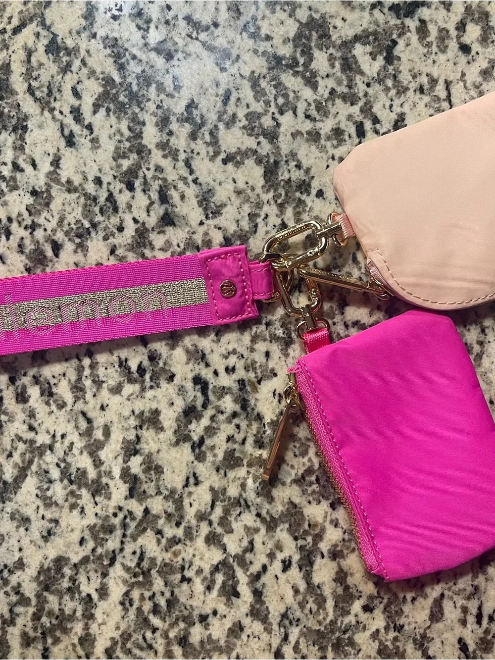 lululemon athletica Hot Pink and Blush Wristlet Key & Card Holder Set
